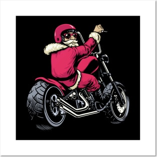 Biker Santa Claus Posters and Art